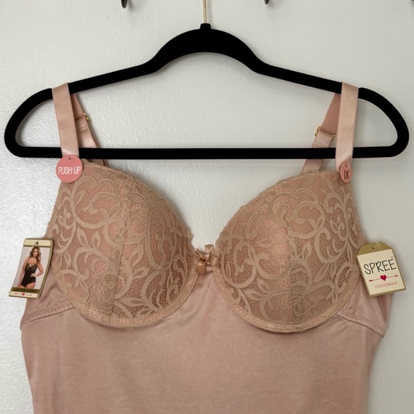 NWT! ⭐️ Spree Intimates • Lace Trim Push Up Bodysuit - Color Nude, Size 1X - Picture 3 of 16